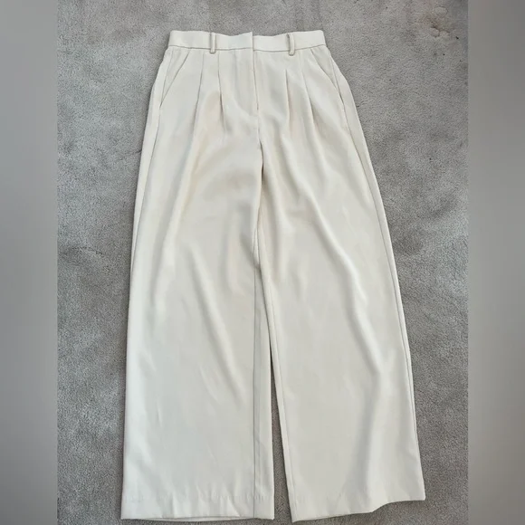 French Connection Cream Wide Leg Pants - Picture 1 of 8